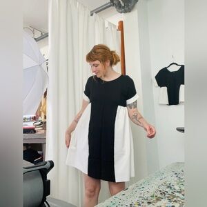 Altar PDX “Krista” Dress in Black and White Linen